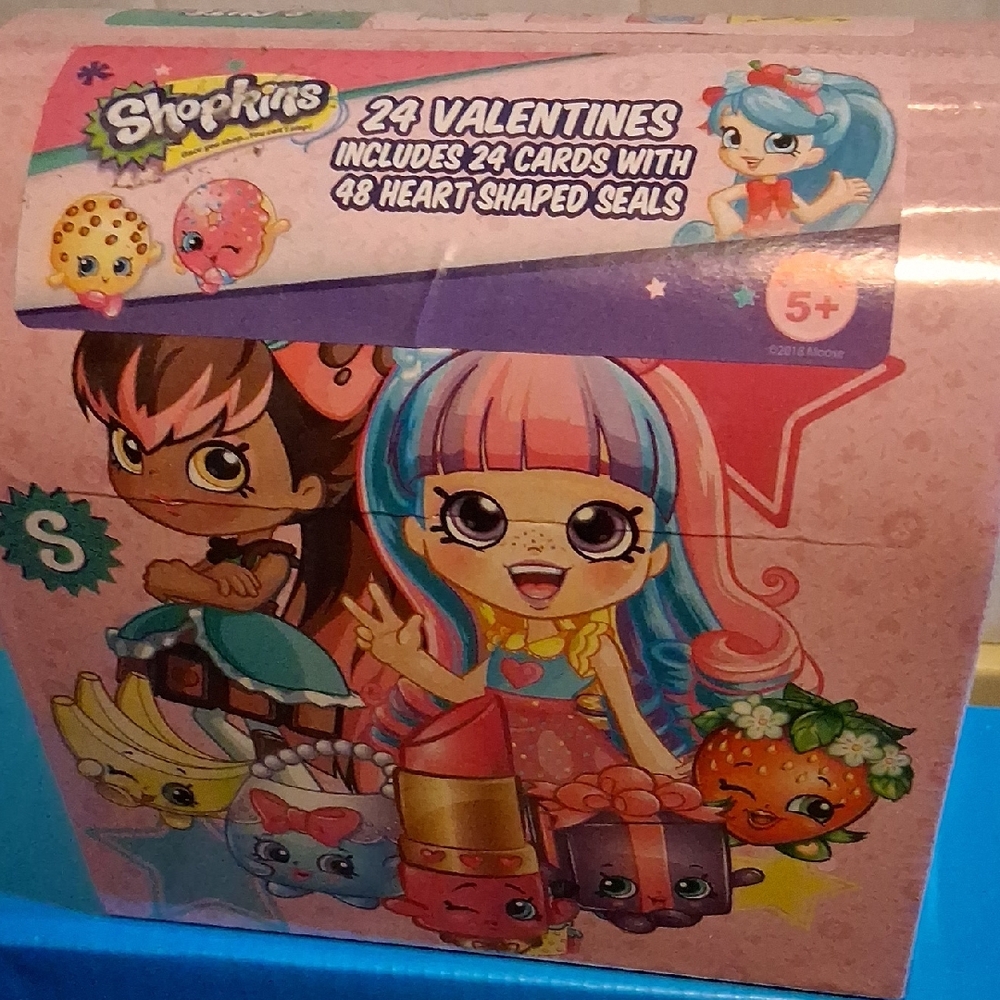 Set of 24 Shopkins Pink and Blue Valentine Card Set